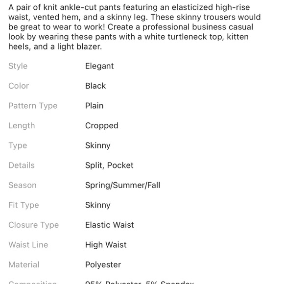 High-rise skinny leg work pants - Picture 5 of 5